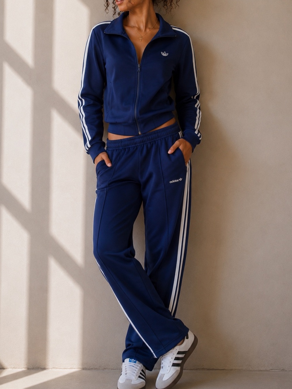Vintage 1970s/early 1980s Adidas Trefoil Blue 3-Stripe Stirrup Tracksuit